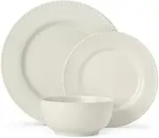 Mikasa Cranborne Stoneware Dinner Set, Cream (12 Pieces)