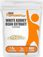BulkSupplements.com White Kidney Bean Extract Powder - White Kidney Bean Powder, Herbal Supplement - Gluten Free, 1500mg per Serving, 1kg (2.2 lbs) (Pack of 1)