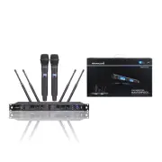 2CH Karaoke Handheld Microphone Audio Wireless UHF Microphones System Metal Mic