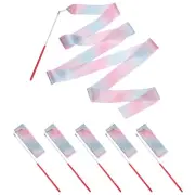 Dance Ribbons 6Pcs 78.7 Inch Gymnastics Streamers for Gifts Dancing Bling Pink