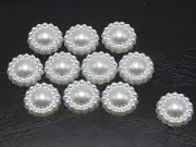1000 Pure white Acrylic Flatback Flower Pearl 10mm Half Pearl Bows Center Craft