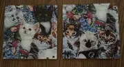 Set Of 2 Kitten 8” Glass Trivet Kitchen Hot Plate Pot Holder Handmade