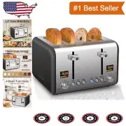 4-Slice Stainless Steel Toaster with Colorful LCD & 7 Toast Shade Settings