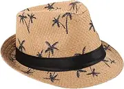 [WRITWAA] Hawaiian Hat Beach Sun Hat UV Hat Decorative Hat Wide Brim Hat Fedora Hat Bucket Hat Cap Trucker Beach Fedora Beach Hat Hat Hats for Men Cloth Light Brown