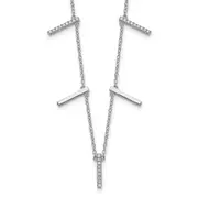 Sterling Silver Rhodium-Plated Cz Vertical Bars W/2In Ext Necklace