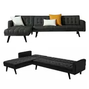 Foret 5 Seater Sofa Bed Modular Corner Lounge Recliner Couch Chaise Fabric Black