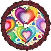 [VPPUR] Hearts in Rainbow Colors Print Xmas Tree Skirt Santa Xmas Decor Holiday Party 48''36''30''Christmas Tree Skirt
