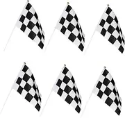 TOVINANNA 50 Pcs Car Flag Race Party Car Emblems Checkered Hand Flags Mini Checkered Flags Checkered Racing Flag Garden Tool Rack Race Flags on a Stick Hand Waving Flag Cake