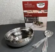 Crofton Stainless Steel Salad Serving Set 10 inch with serving spoons
