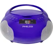 Philco Portable CD Player Boombox with Speakers and AM FM Radio Purple Boom Box