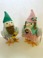 2 Spritz Spring Easter Garden Gnome Fabric Birds Featherly Friends Home Decor