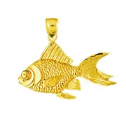 14K Gold Freshwater Fantail Goldfish Pendant