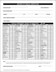 Record of Annual Vehicle Inspection Report Form, 2-Part Carbonless, 10Pk