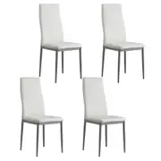 Dining Chairs Set of 4 Leather Channel Tufted White