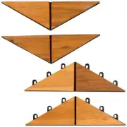 Interlocking Deck Tiles Herringbone 4 Pack Edge Tile - Non-Slip Acacia Wood O...