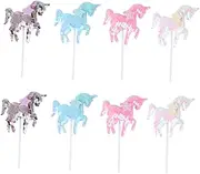 STOBAZA Unicorn Cake Cupcake Toppers 8 Pack Birthday Cake Decorations for Party Supplies
