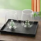 Christmas Tree Wine Glass Dinner Glassware Festive Stemless Glasses Set Perfect