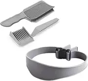 3Pcs Fade Comb,Men's Hair Cutting Stencils,Fade Comb Blend Comb and Adjustable Curved Silicone Haircut Band,Barber Fade Combs Barber Combs with Fade Hair Trimming Guide,Comb Set for Men