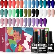 JODSONE 23 PCS Gel Nail Polish Set with Base Glossy and Matte Top Coat Multicolored Gel Nail Long Lasting Suitable for All Seasons…