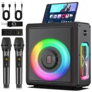 Karaoke Machine, Portable Bluetooth 5.3 Speaker with 2 Wireless Microphones f...