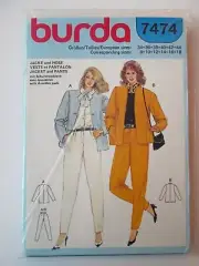 NEW Vintage BURDA Sewing Pattern Cardigan Jacket Dress Pants Mom Tapered 7474