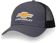 Chevrolet Snapback Hat - Mesh Back Chevy Cap - Charcoal Gray, Gray, One Size