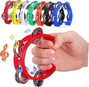 Kisangel 7 Pcs Handheld Tambourine for Safe Percussion Instruments with Bells Easy to Play Music for Parties and Musical Development