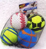 NERF DOG Mega Tuff Pack of 4 Dog Balls (NEW)