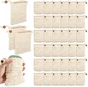 Spacesea Soap Exfoliating Bag Natural Sisal Soap Bag Zero Waste Mesh Bar Soap Saver Bag with Drawstring for Shower (40 Pack)