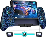 Gammeefy Switch Controller for Nintendo Switch/OLED, 1000mAh Wireless Switch Controller With 9 Lights Color. One-Piece Switch Joypad for Those Who Prefer Handheld Mode With Turbo, Programing, Wake-Up