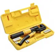 10 Ton Hydraulic Wire Electrical Battery Welding Cable Crimper Cutter w/ 8 Dies