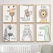 ED-Lumos 6 Pieces Forest Animals Nursery Baby Room Decoration Framed Pictures & Posters Wall Art for Boys Girls A4 (without Picture Frame)