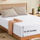 Cal King Extra Deep Pocket Fitted Sheet - 1800 Thread Count, Up to 24 Inch Ma...