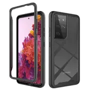 MCC Shockproof Bumper Case Samsung Galaxy S22 Ultra 5G Clear Back Cover [Black]