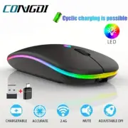 Wireless Mouse Bluetooth Optical 2.4GHz USB Rechargeable RGB Mice for PC Laptop