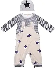 [Baluue] Soft Breathable Boy Suit Star Strap Trousers Long-sleeve Tee Hat Boys Spring Outfit