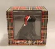 Sandicast Black Labrador Retriever with Santa Hat Christmas Ornament