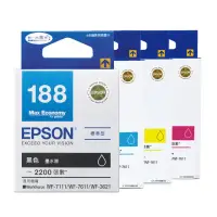 在飛比找momo購物網優惠-【EPSON】1黑3彩組★NO.188墨水匣組合包