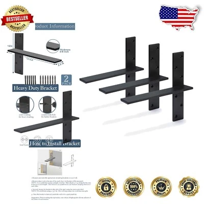 Heavy Duty Floating Shelf Bracket - 12" Support for Wall Shelves & Countertops