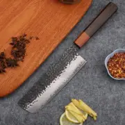 Nakiri Cleaver Kitchen Knife Chef Slicer Vegetable Forged Damascus Steel Wood 7"