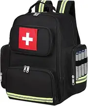 First Aid Backpack Medical Emt First Responder Bag Empty Ems Emergency Home Health Hiking Trauma Travel Camping, Black, Large, First Aid Backpack With Shoulder Medical Bag