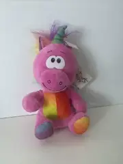 Six Flags UNICORN Plush Pink Rainbow 11" Stuffed Animal Prize Toy