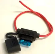 2pk In-Line Mini Waterproof Fuse Holder with Cover, 14 Gauge 5.5" wire&15A fuse