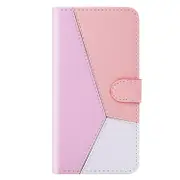 For Iphone 8 Plus / 7 Plus Tricolor Stitching Horizontal Flip Tpu + Pu Leather Case With Holder and Card Slots and Wallet(Pink)