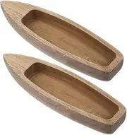 HYTROVE 2Pcs Natural Wooden Boat Model Unfinished Craft Decor for Home Desktop Boat Ornament Creative Miniature Fishing Boat Design Rustic Style Decoration for DIY Projects