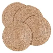 100% Jute Braided Placemats Set of 4 Reversible Jute Placemats 13" RND Natural