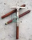 Brass Designer Victorian Handle Head Wooden Walking Stick Ice Axe Look Cane Gift