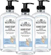 [J.R. Watkins] Gel Hand Soap With Dispenser, Moisturizing Hand Wash, All Natural, Alcohol-Free, Cruelty-Free, USA Made, Ocean Breeze, 11 Fl Oz, 3 Pack