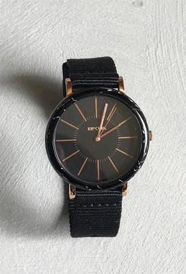 Rip Curl SUN RAYS ACETATE LEATHER SURF WATCH - 00CWTI Black Rrp $179.99