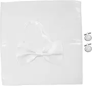 [Minkissy] Men's Tuxedo Button Set Pre Tied Bow Ties Pocket Squares Satin Handkerchiefs for Groom